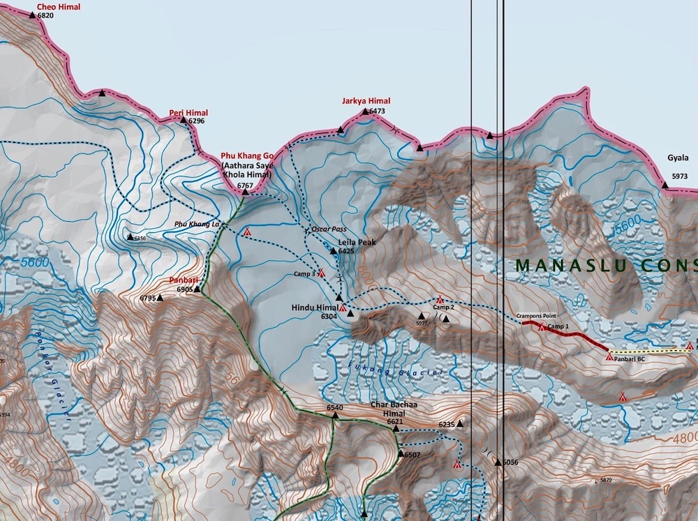 Map of the Panbari Himal Expedition trip route